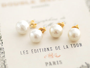 軽くてエレガント、コットンパールピアスの作り方